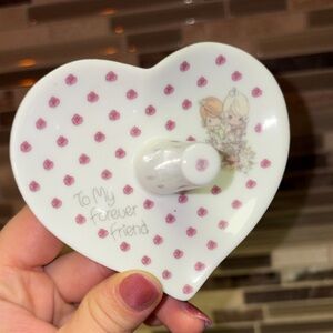 Precious Moments 1967 Vintage Heart-Shaped Forever Friends Porcelain Ring Holder